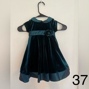 Green Velvet A-Line Dress with Peter Pan Collar